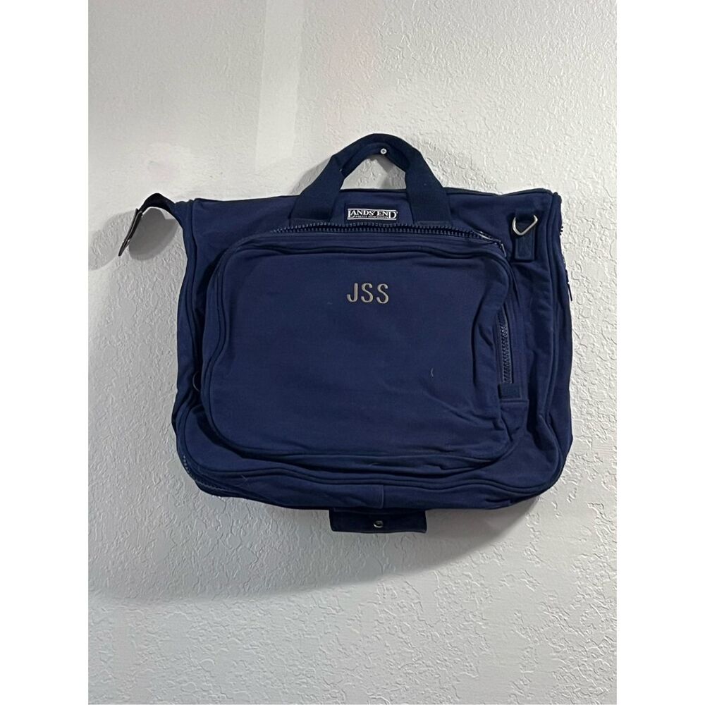 Lands End Square Rigger Canvas Carry On Bag Garment Bag blue